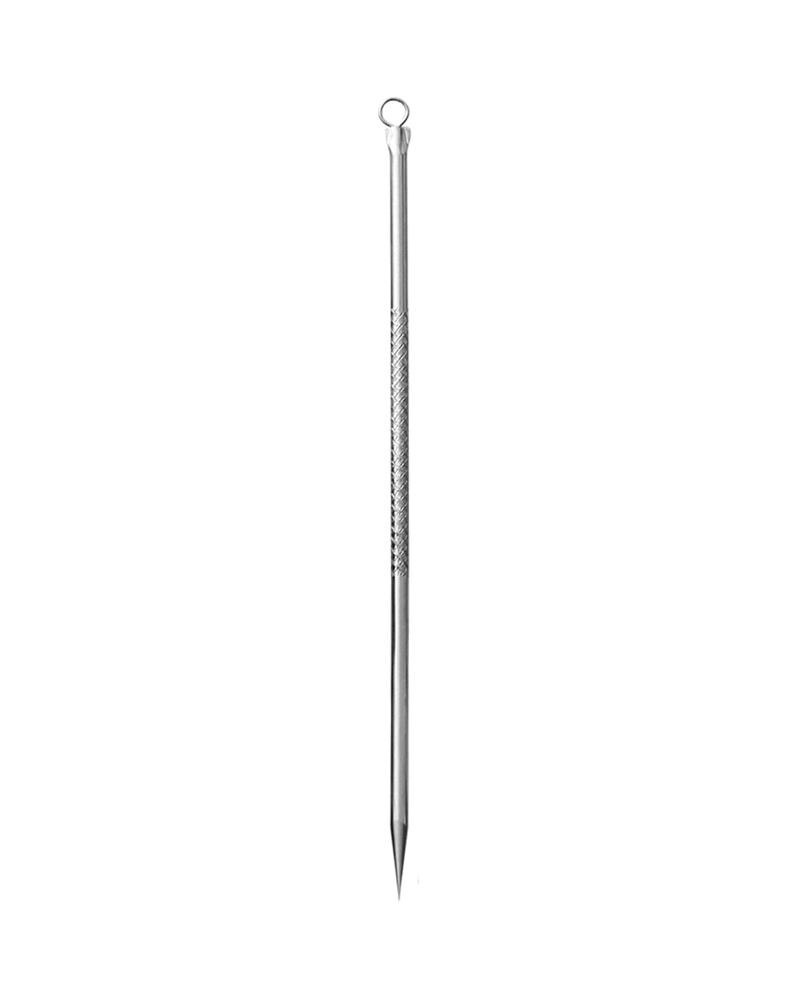 Acne and blackhead removal tool with standard oval loop and pointed tip